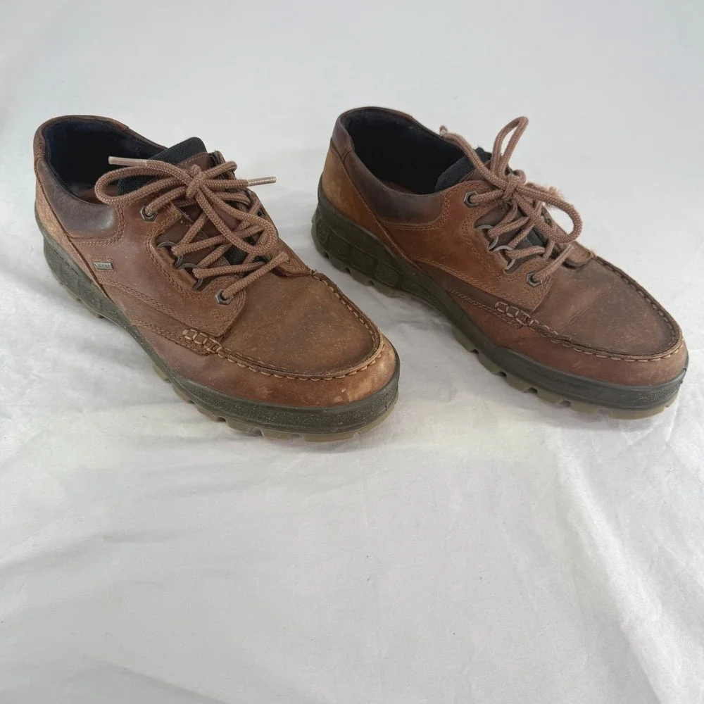ECCO Track II Low Brown Leather GORE-TEX Hiking Shoes Mens 42 Waterproof